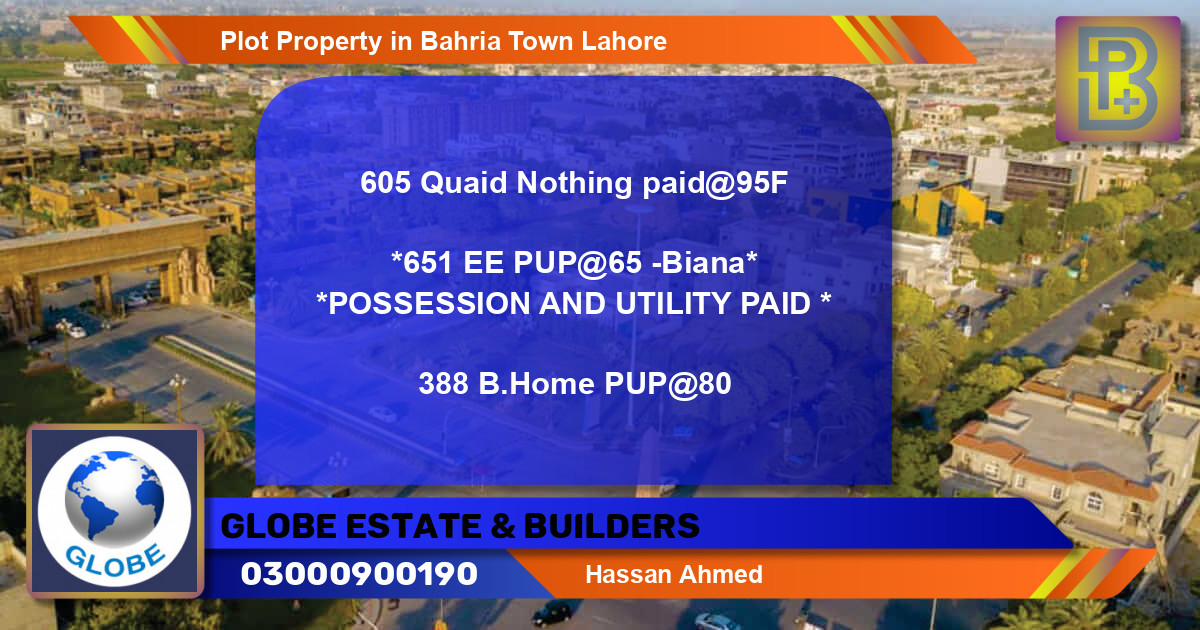 Residential Plot for Sale in Bahria Town, Lahore - (BP-72654)