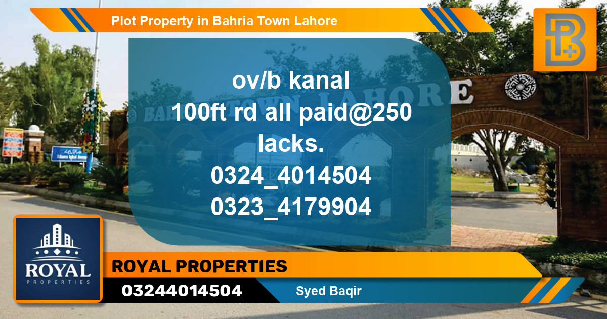 Residential Plot for Sale in Bahria Town, Lahore - (BP-72663)