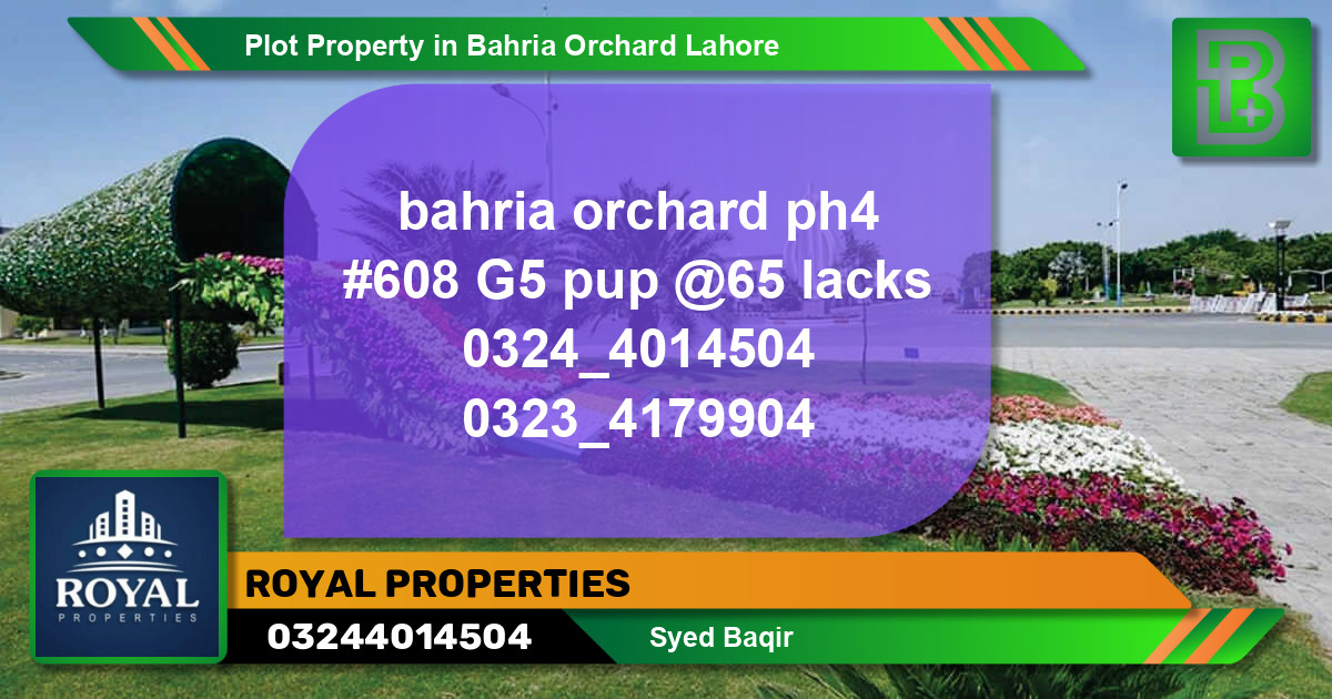Residential Plot for Sale in Bahria Orchard, Lahore - (BP-72666)