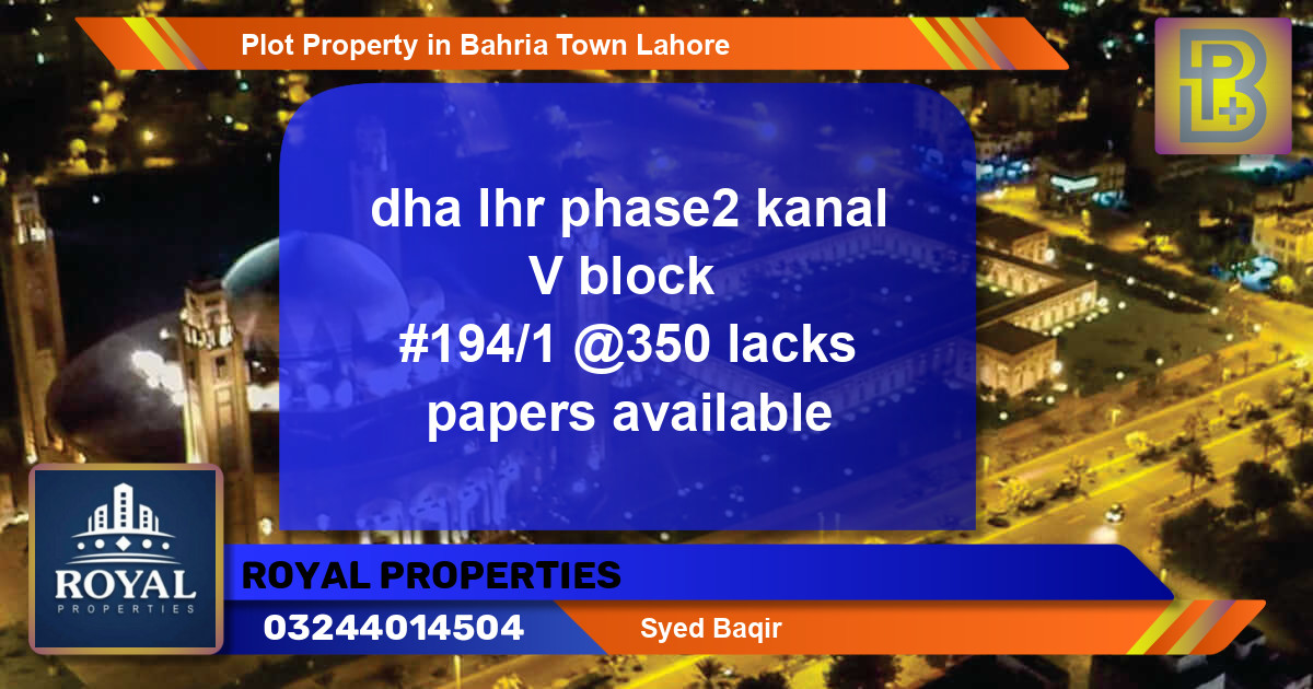 Residential Plot for Sale in Bahria Town, Lahore - (BP-72668)