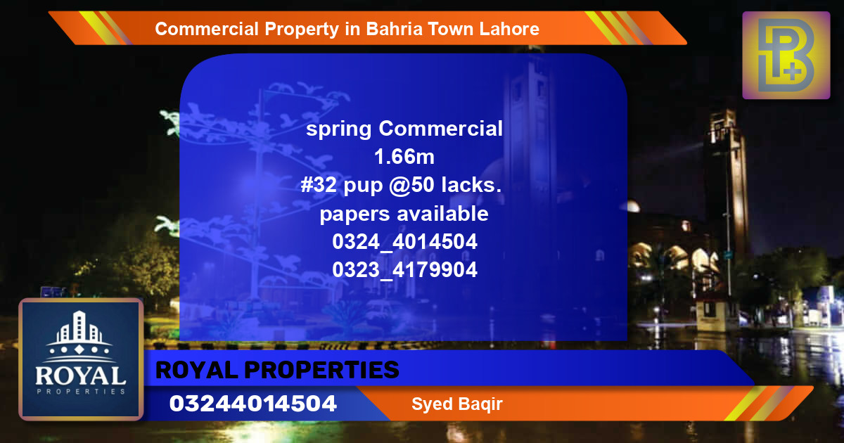 Commercial Property for Sale in Bahria Town, Lahore - (BP-72671)