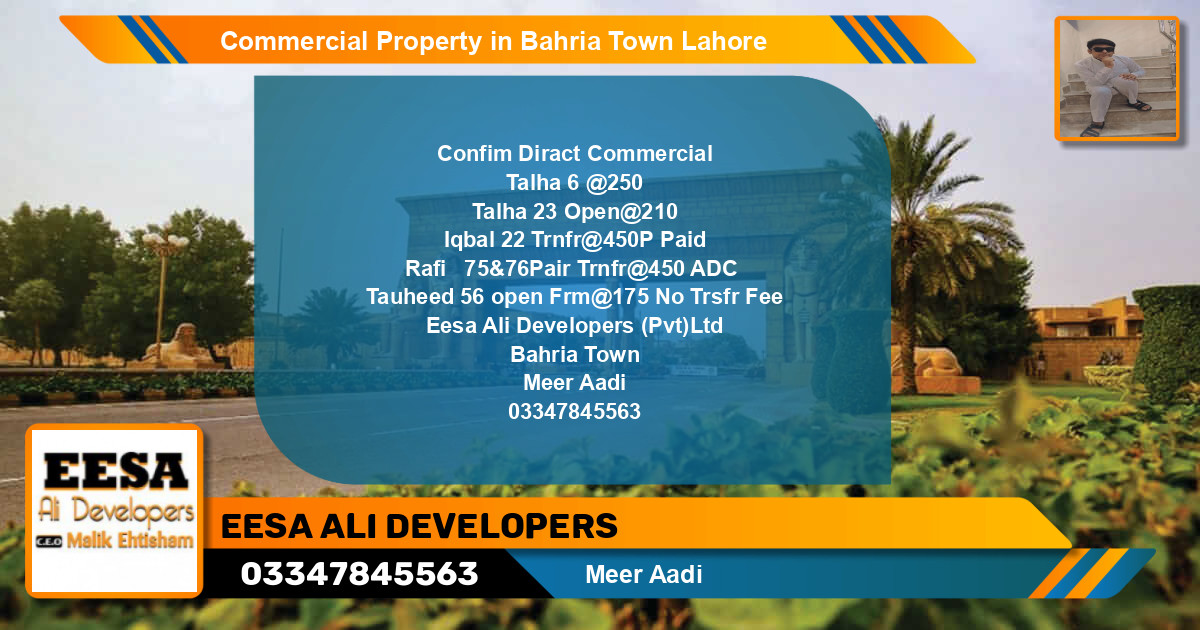 Commercial Property for Sale in Bahria Town, Lahore - (BP-72704)