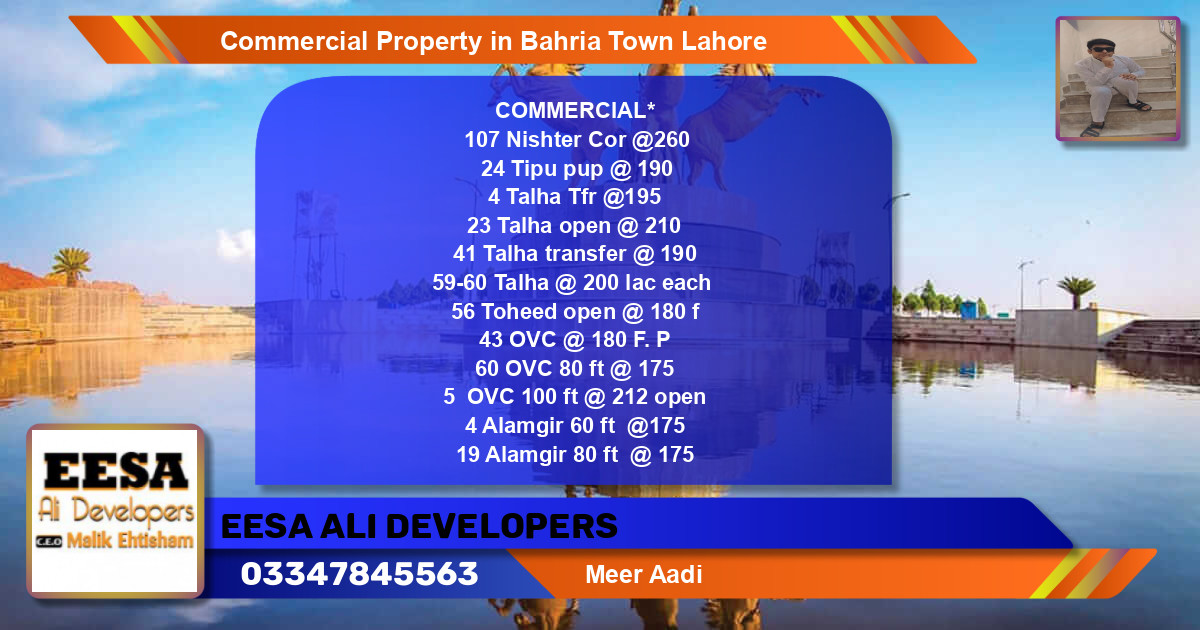 Commercial Property for Sale in Bahria Town, Lahore - (BP-72706)