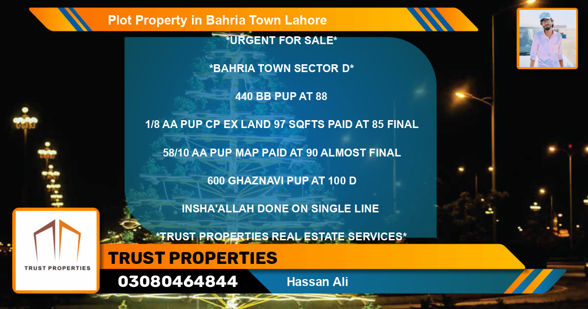 Residential Plot for Sale in Bahria Town, Lahore - (BP-72738)