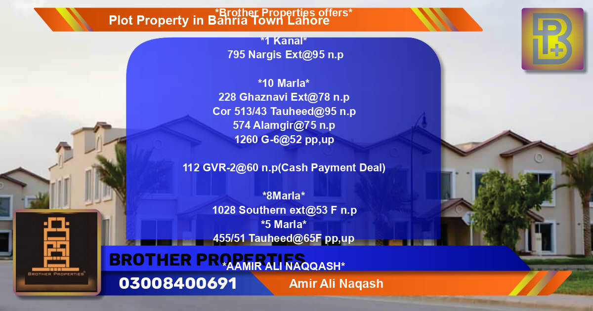 Residential Plot for Sale in Bahria Town, Lahore - (BP-72746)