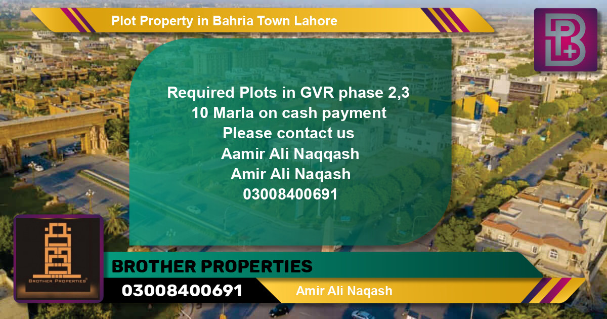 Residential Plot for Sale in Bahria Town, Lahore - (BP-72747)