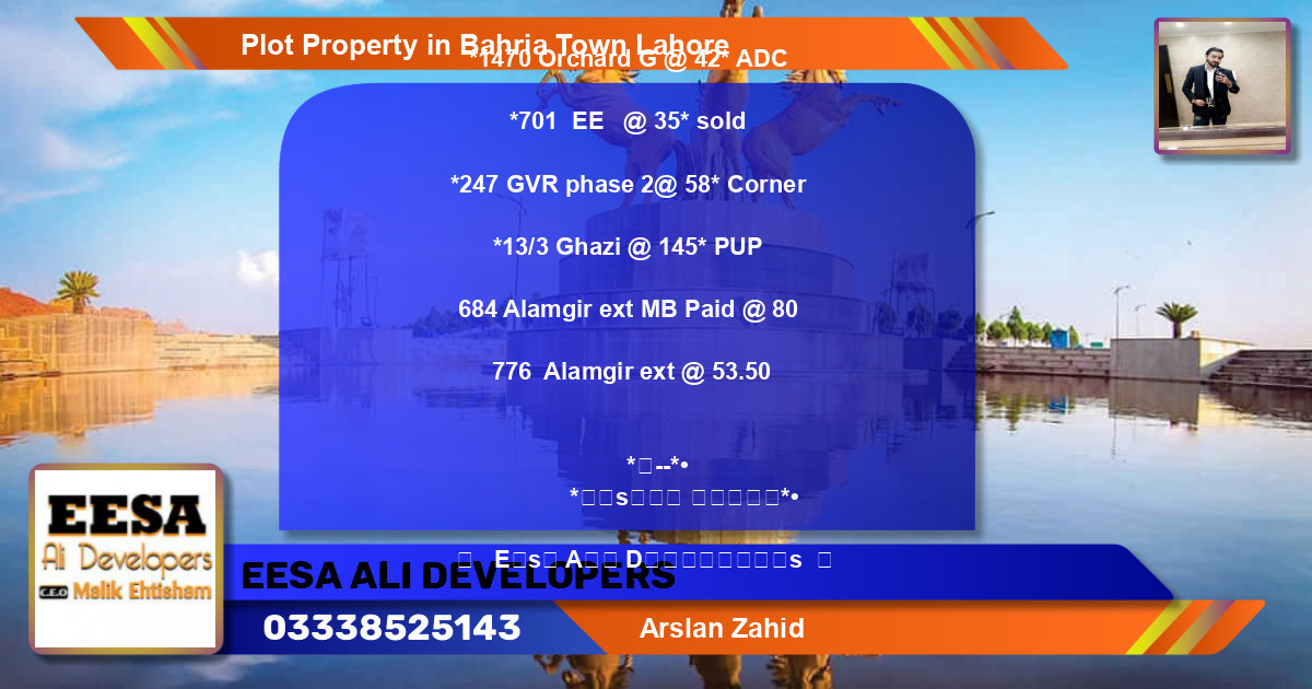 Residential Plot for Sale in Bahria Town, Lahore - (BP-72748)