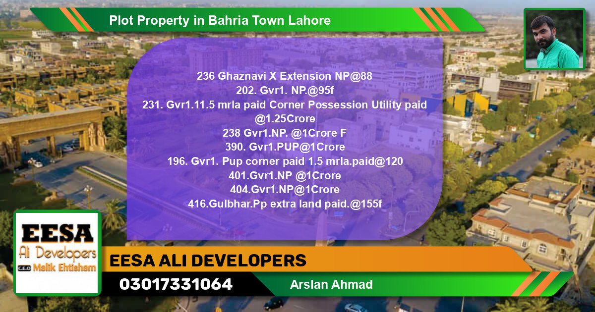 Residential Plot for Sale in Bahria Town, Lahore - (BP-72755)