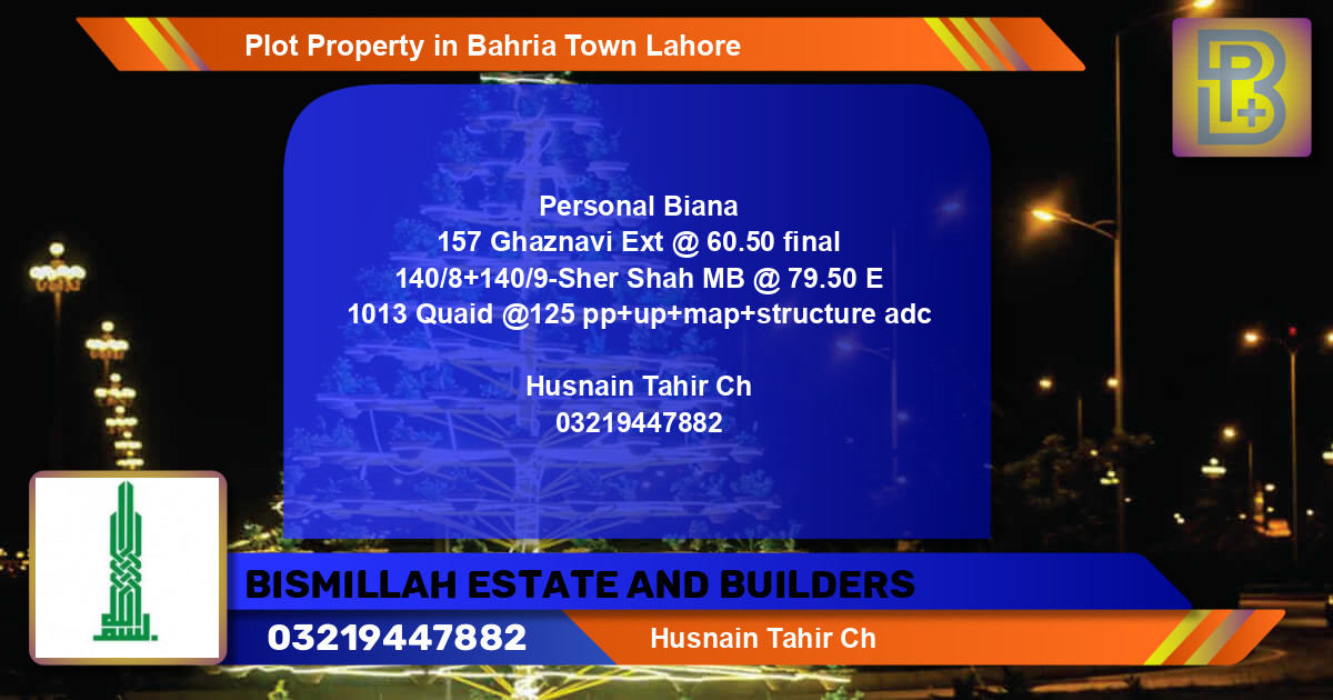 Residential Plot for Sale in Bahria Town, Lahore - (BP-72795)