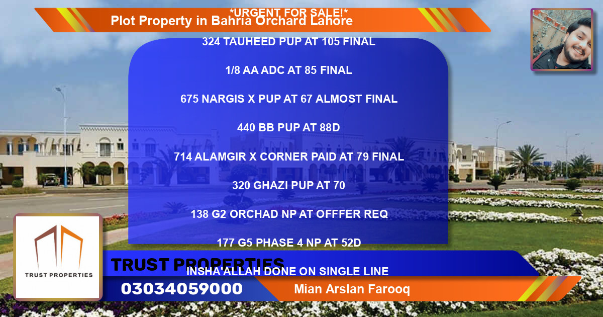 Residential Plot for Sale in Bahria Orchard, Lahore - (BP-72797)