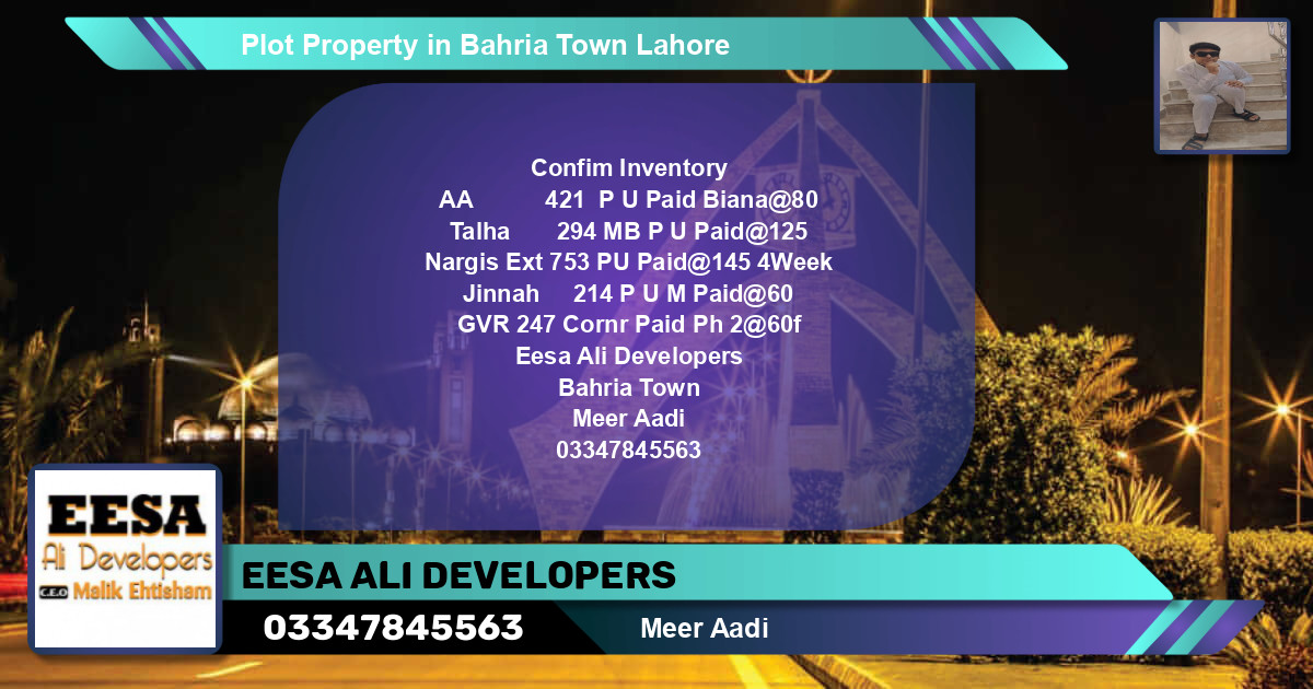 Residential Plot for Sale in Bahria Town, Lahore - (BP-72805)