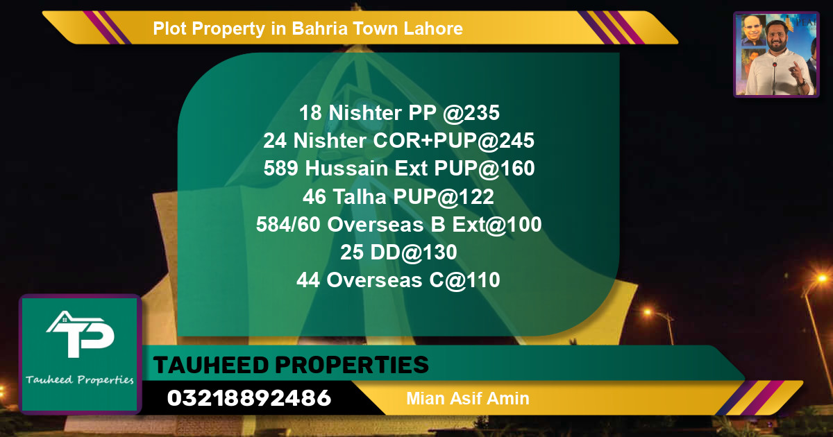 Residential Plot for Sale in Bahria Town, Lahore - (BP-72808)