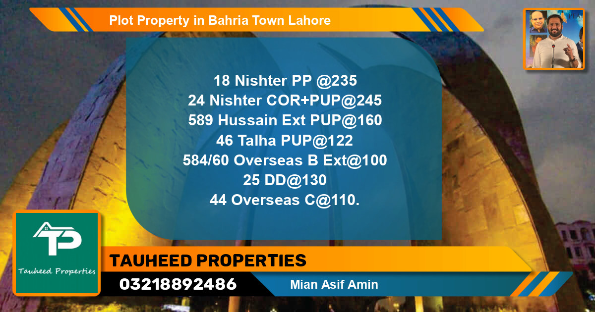 Residential Plot for Sale in Bahria Town, Lahore - (BP-72809)