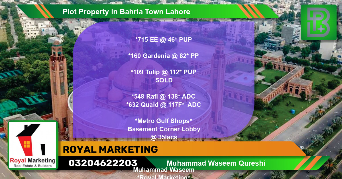 Residential Plot for Sale in Bahria Town, Lahore - (BP-72829)