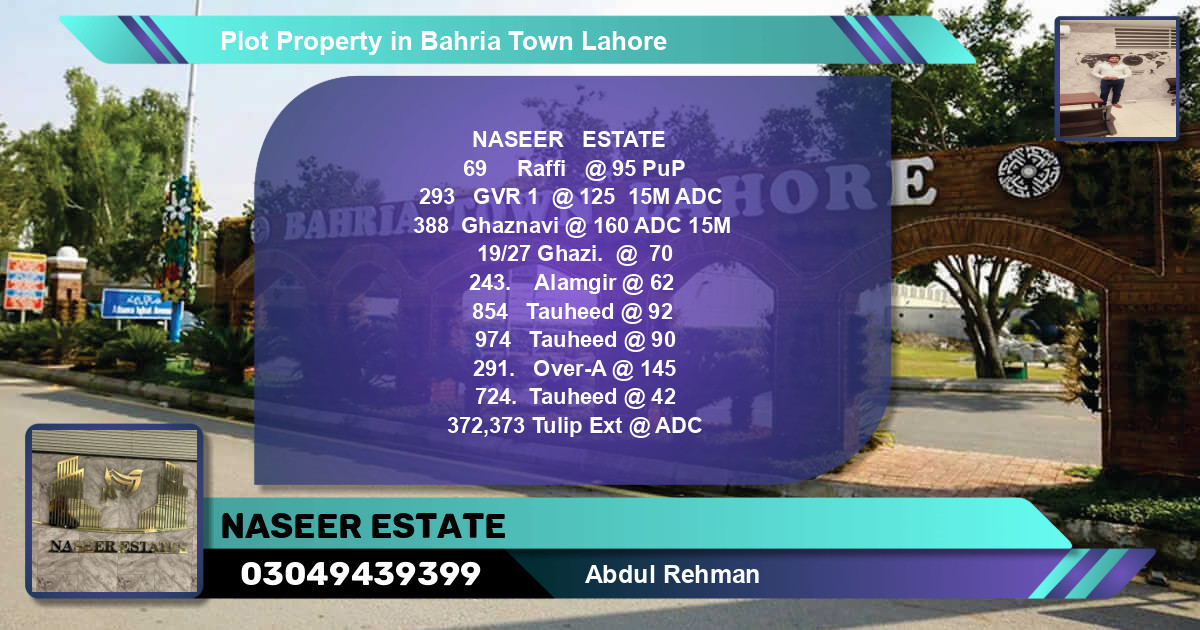 Residential Plot for Sale in Bahria Town, Lahore - (BP-72856)
