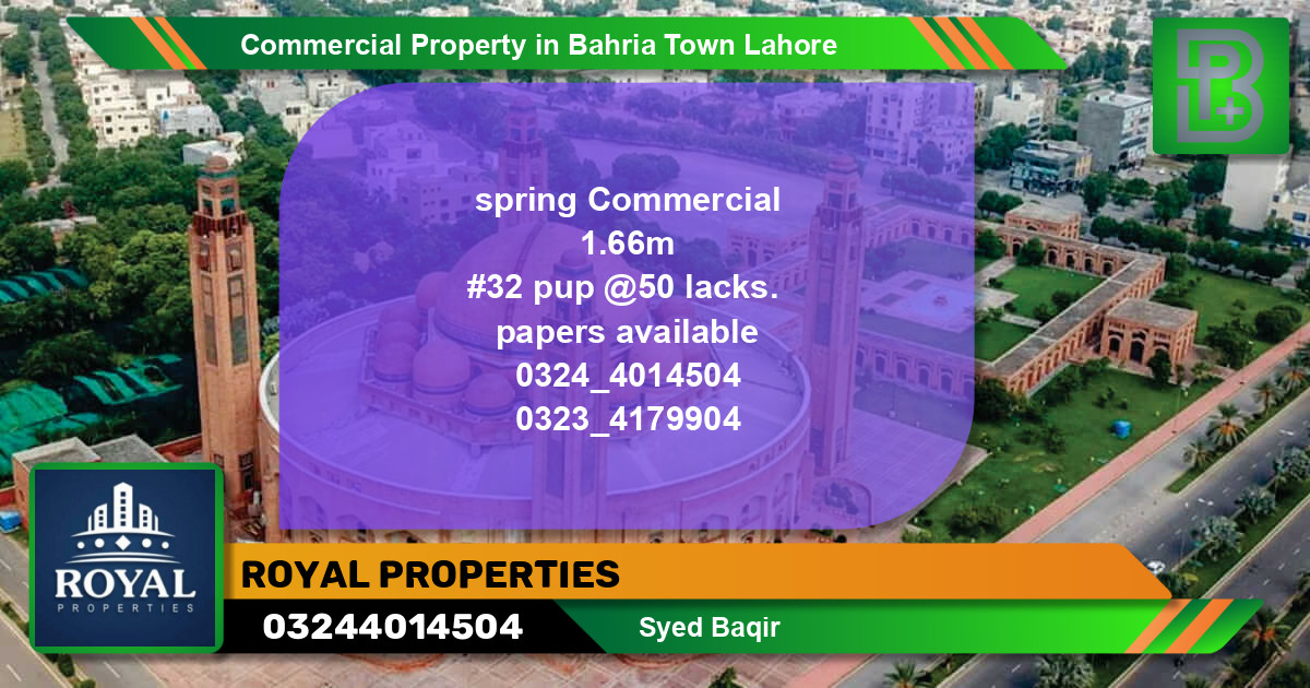 Commercial Property for Sale in Bahria Town, Lahore - (BP-72869)
