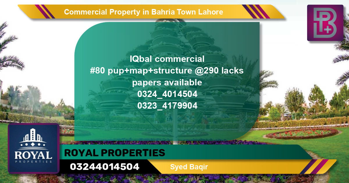 Commercial Property for Sale in Bahria Town, Lahore - (BP-72870)