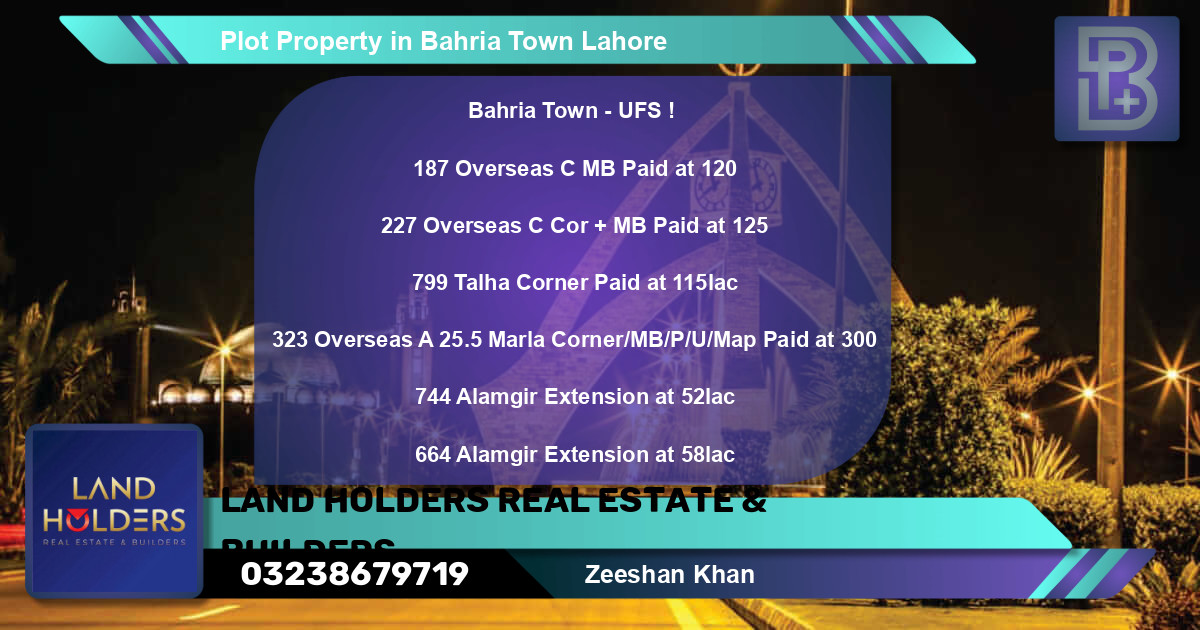 Residential Plot for Sale in Overseas C -  Bahria Town, Lahore - (BP-72871)