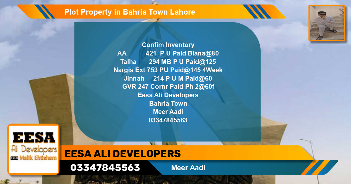 Residential Plot for Sale in Bahria Town, Lahore - (BP-72881)