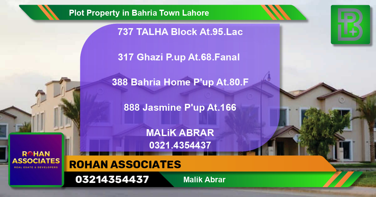 Residential Plot for Sale in Bahria Town, Lahore - (BP-72892)