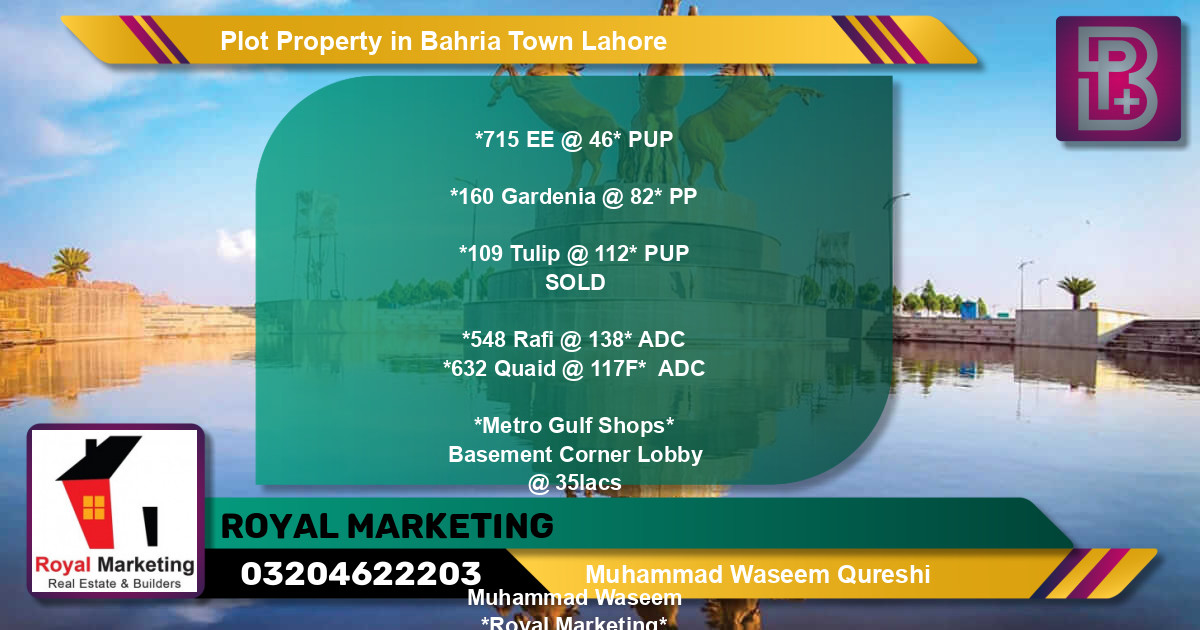 Residential Plot for Sale in Bahria Town, Lahore - (BP-72920)