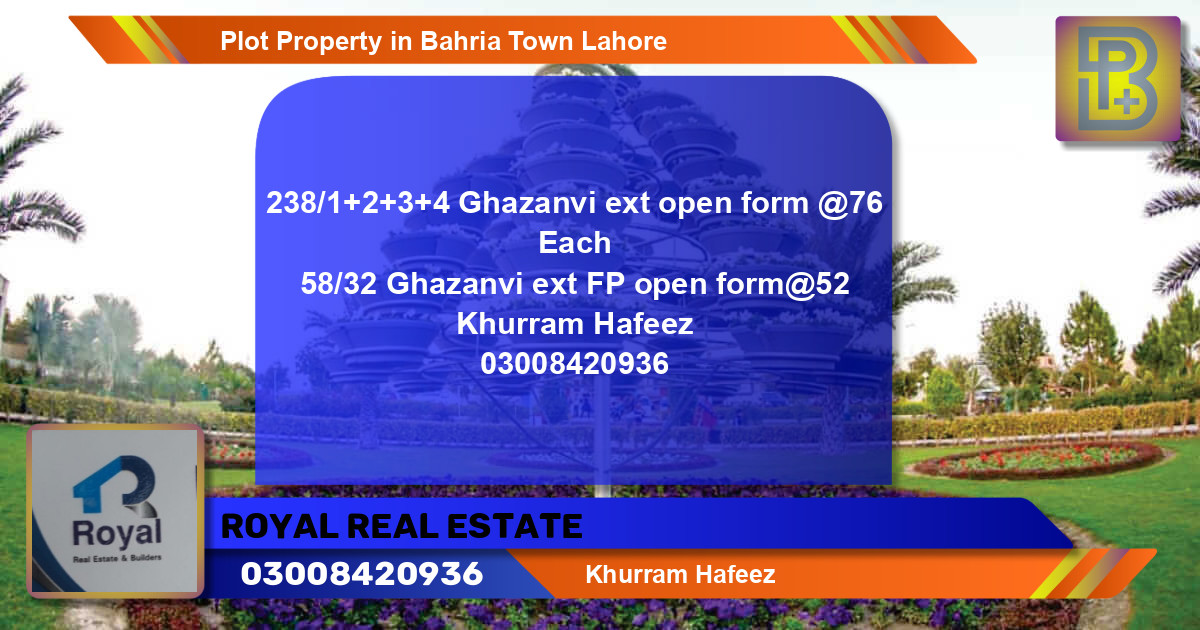 Residential Plot for Sale in Bahria Town, Lahore - (BP-72956)