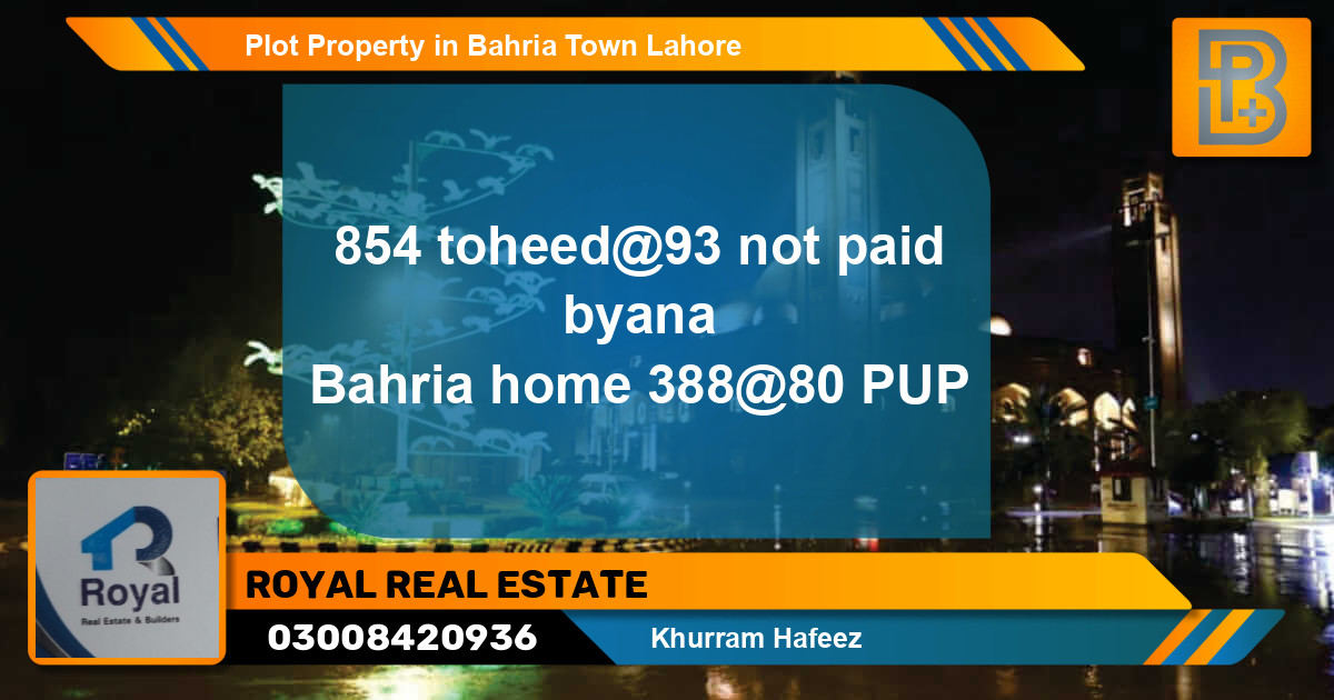 Residential Plot for Sale in Bahria Town, Lahore - (BP-72959)