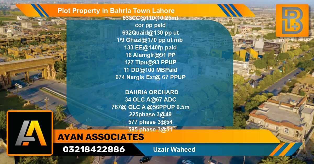 Residential Plot for Sale in Bahria Town, Lahore - (BP-72978)