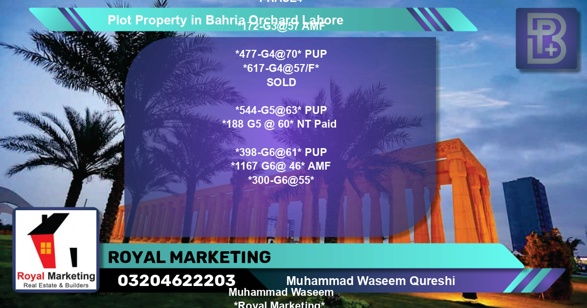 Residential Plot for Sale in Bahria Orchard, Lahore - (BP-72991)