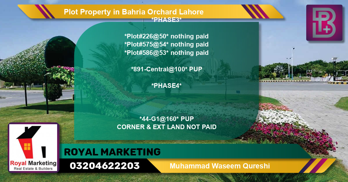 Residential Plot for Sale in Bahria Orchard, Lahore - (BP-72994)
