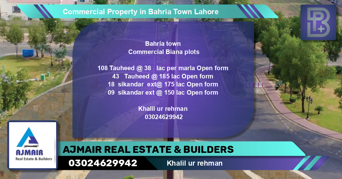 Commercial Property for Sale in Bahria Town, Lahore - (BP-73020)