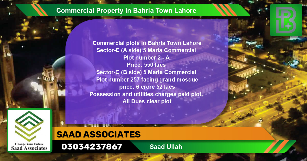 Commercial Property for Sale in Bahria Town, Lahore - (BP-73032)