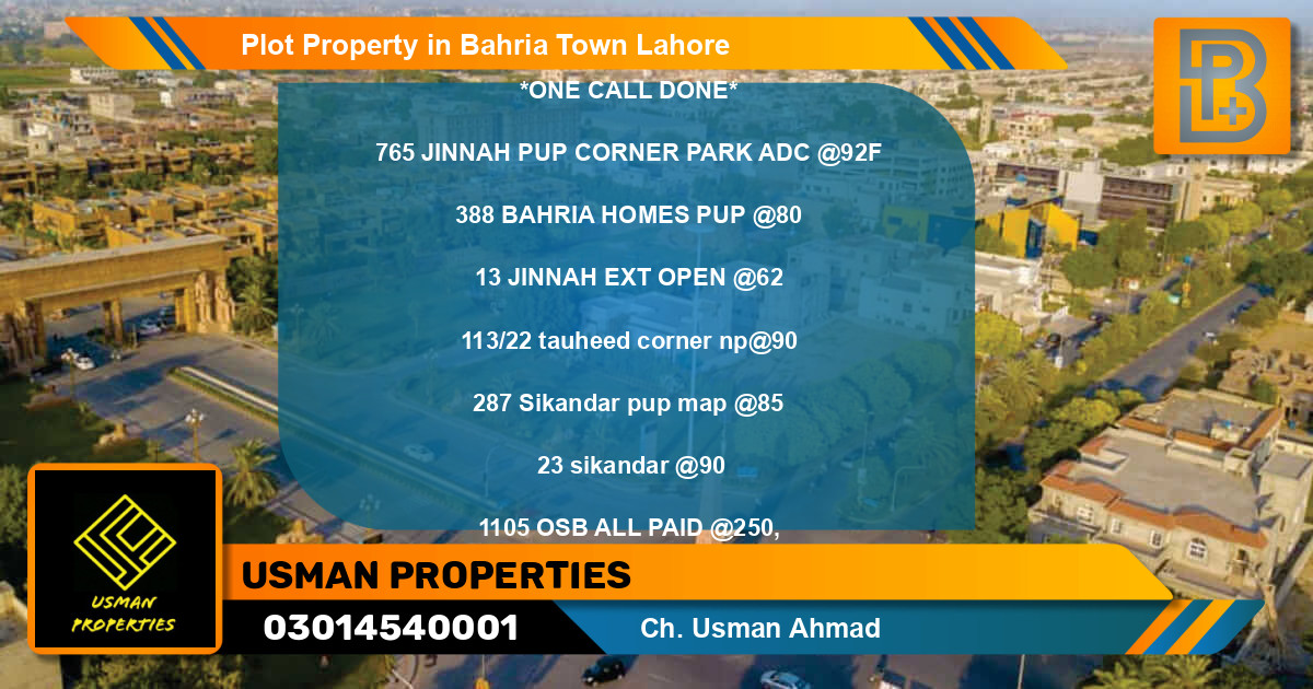 Residential Plot for Sale in Bahria Town, Lahore - (BP-73087)