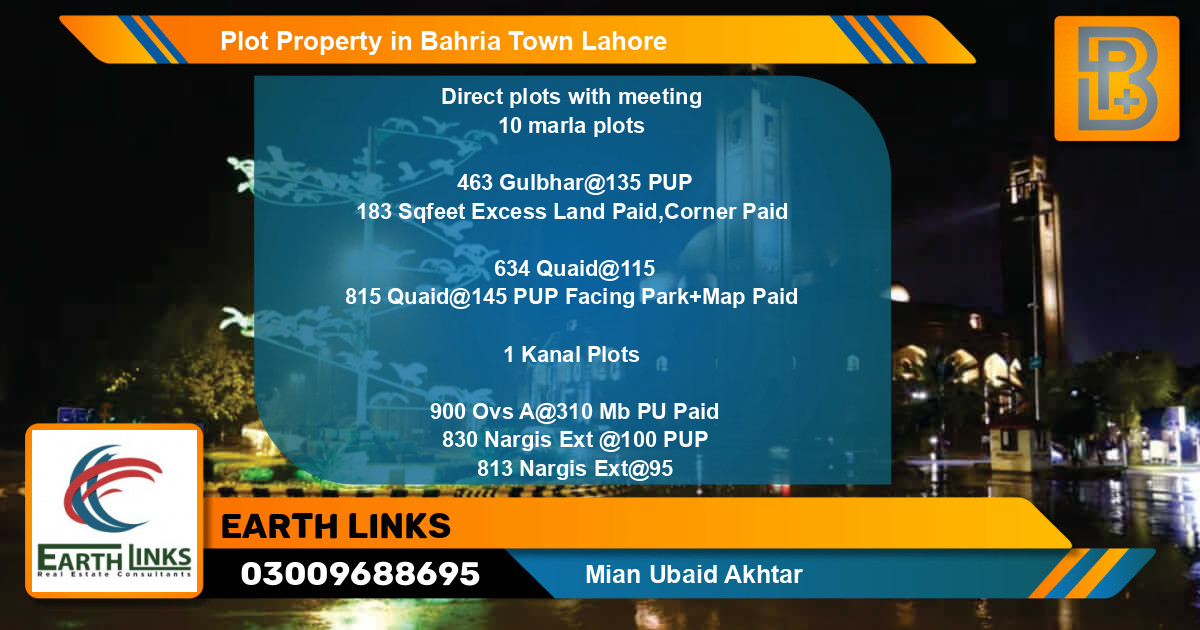 Residential Plot for Sale in Bahria Town, Lahore - (BP-73090)