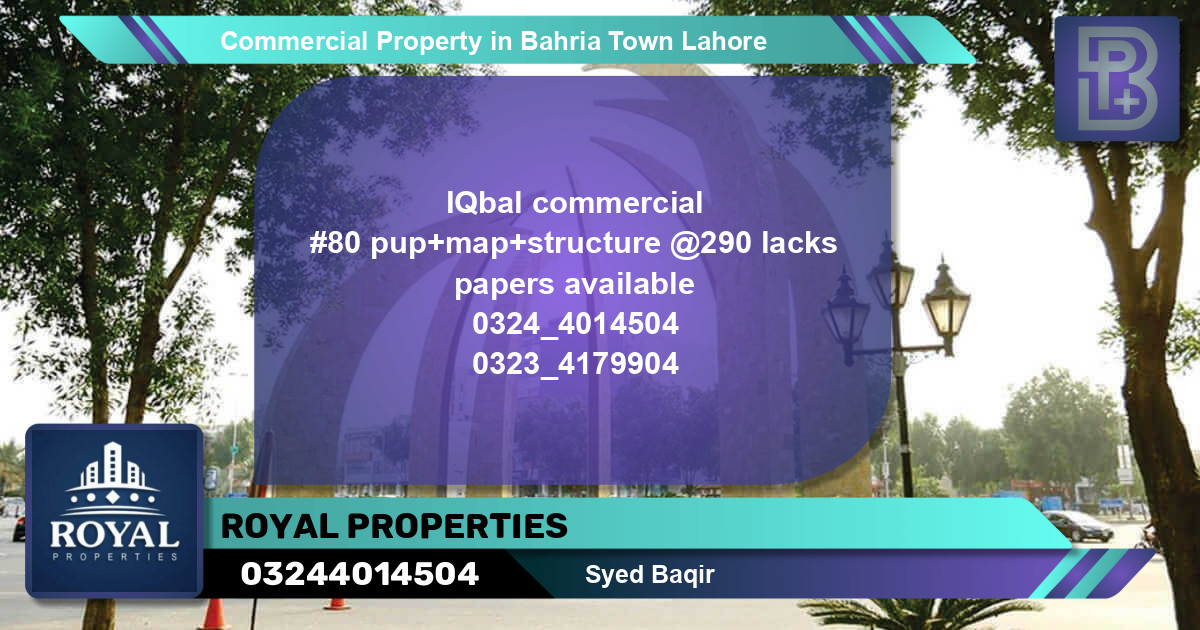 Commercial Property for Sale in Bahria Town, Lahore - (BP-73098)
