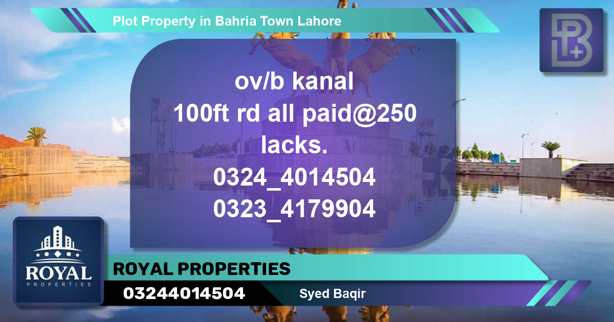 Residential Plot for Sale in Bahria Town, Lahore - (BP-73107)