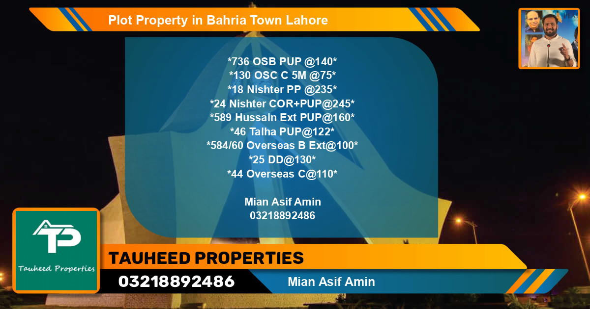 Residential Plot for Sale in Bahria Town, Lahore - (BP-73115)