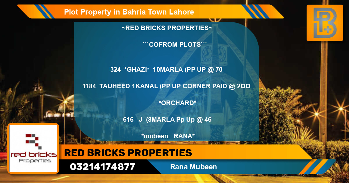 Residential Plot for Sale in Bahria Town, Lahore - (BP-73148)