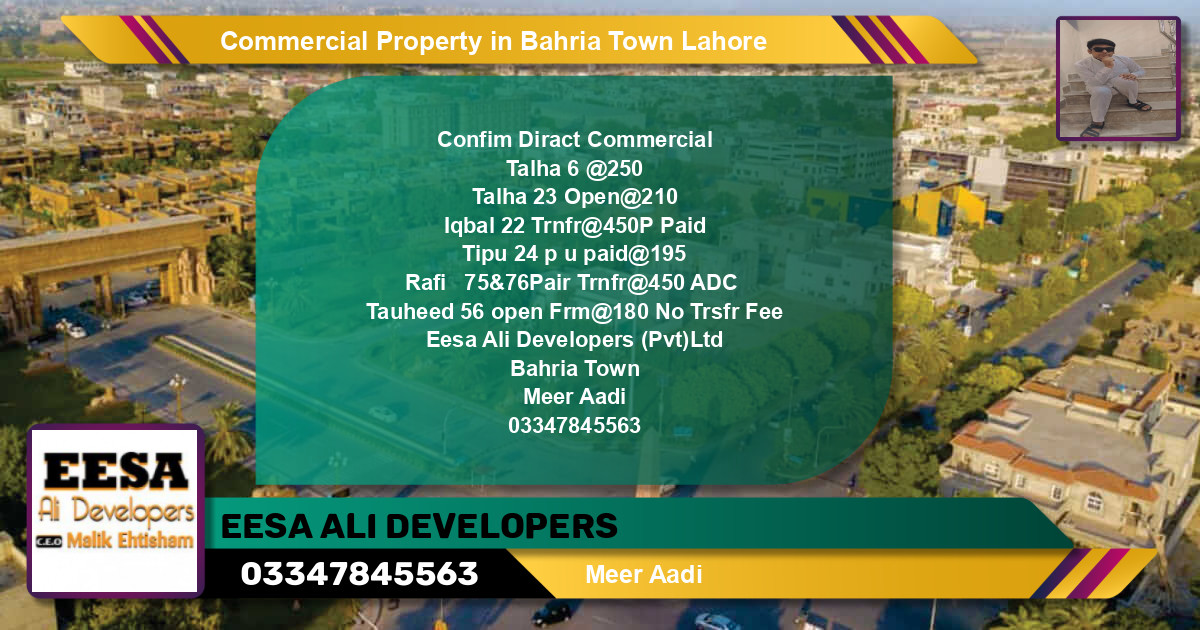Commercial Property for Sale in Bahria Town, Lahore - (BP-73156)