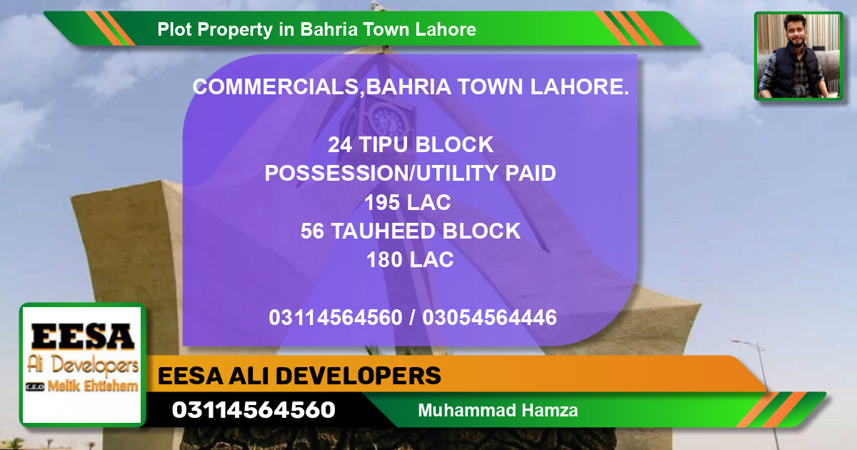 Commercial Plot for Sale in Bahria Town, Lahore - (BP-73165)