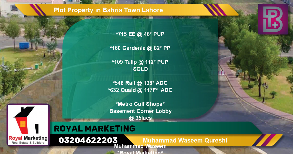 Residential Plot for Sale in Bahria Town, Lahore - (BP-73190)
