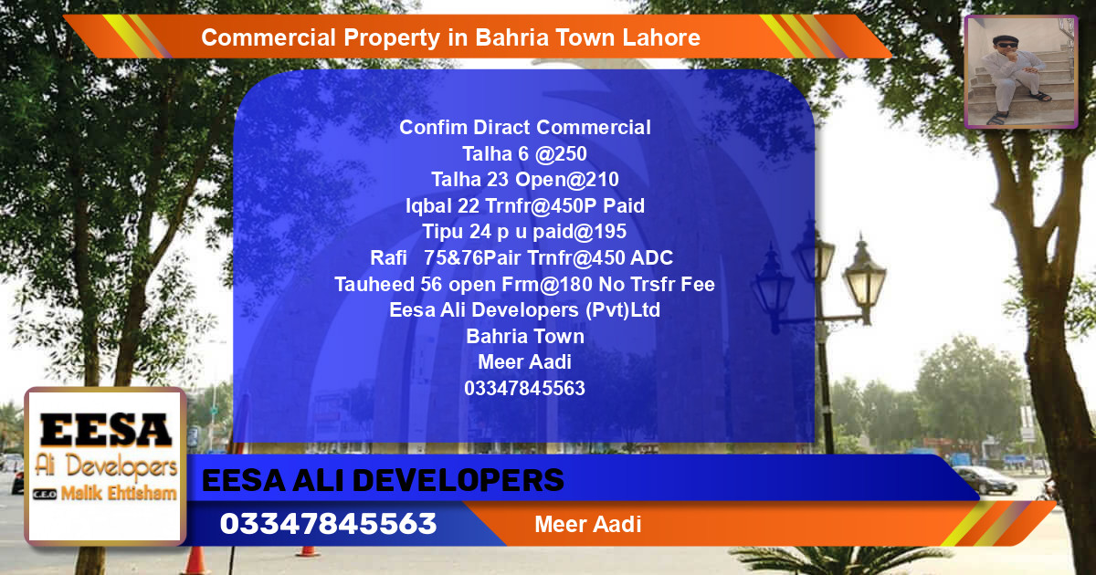 Commercial Property for Sale in Bahria Town, Lahore - (BP-73214)