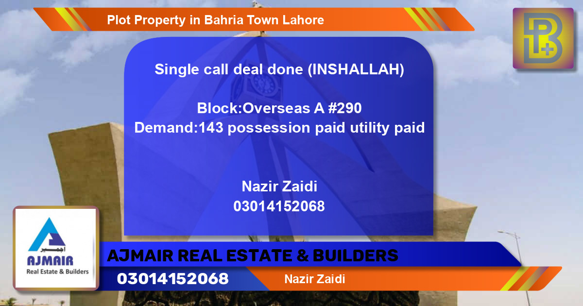 Residential Plot for Sale in Bahria Town, Lahore - (BP-73216)