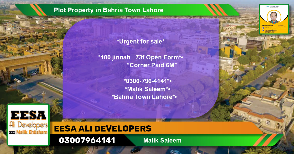 Residential Plot for Sale in Bahria Town, Lahore - (BP-73228)