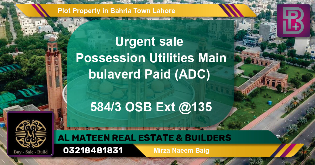 Residential Plot for Sale in Bahria Town, Lahore - (BP-73249)