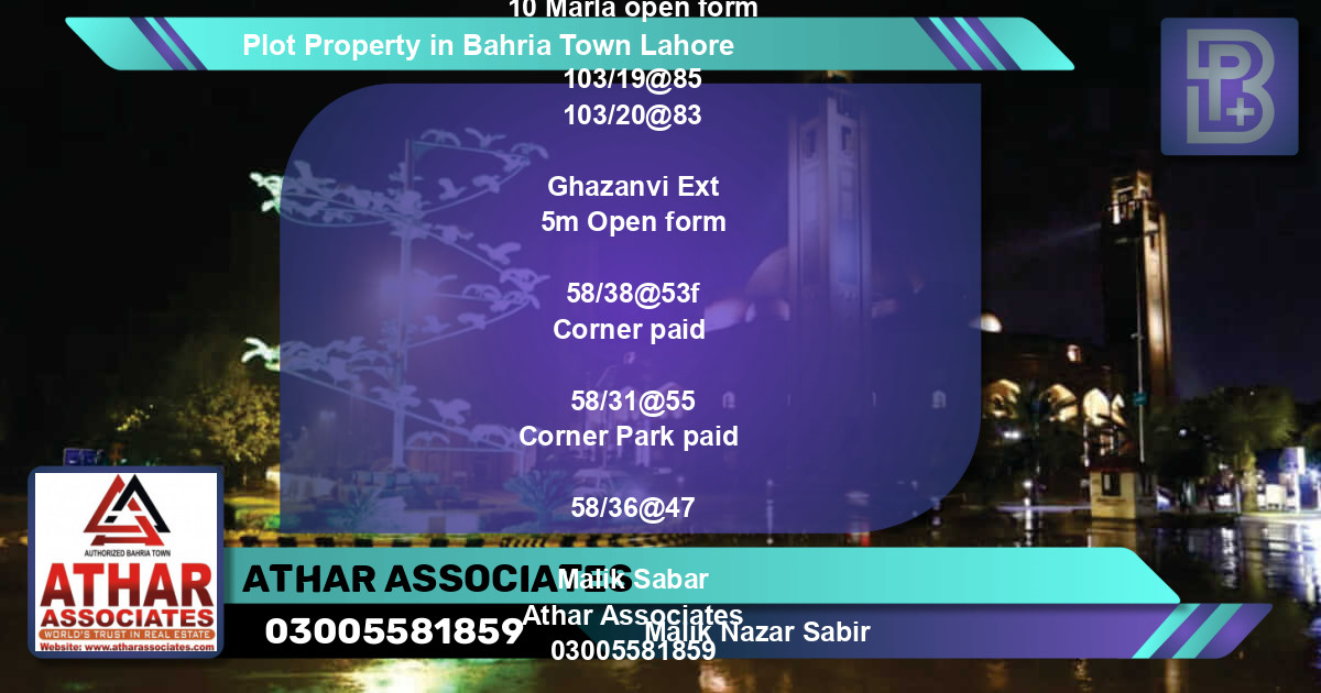 Residential Plot for Sale in Bahria Town, Lahore - (BP-73292)