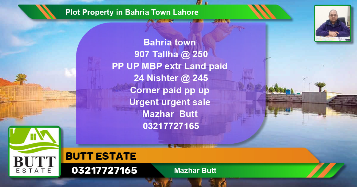 Residential Plot for Sale in Bahria Town, Lahore - (BP-73335)