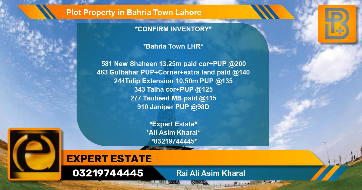 Residential Plot for Sale in Bahria Town, Lahore - (BP-73370)