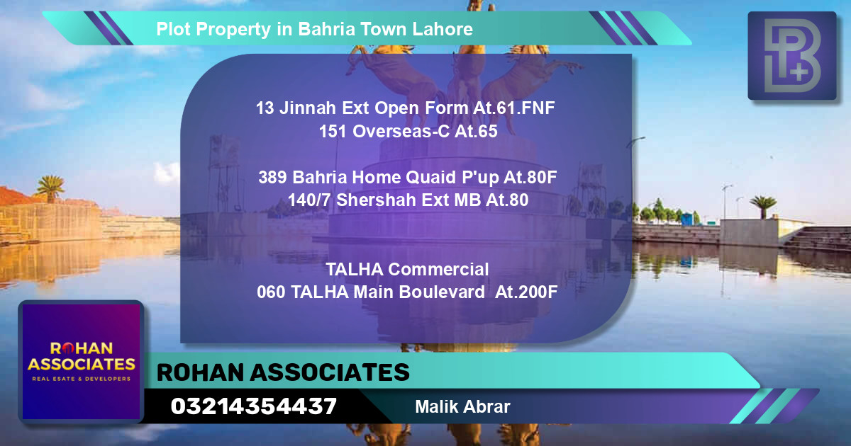 Commercial Plot for Sale in Bahria Town, Lahore - (BP-73383)