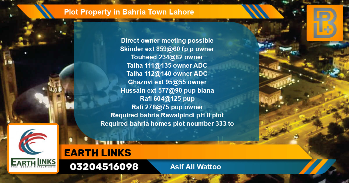 Residential Plot for Sale in Bahria Town, Lahore - (BP-73401)